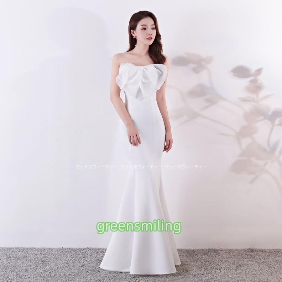 カラードレス 演奏会 発表会 ロングドレス マーメイドライン ビスチェ ホワイト ブラック パーティードレス イブニングドレス 二次会 花嫁 結婚式 キャバドレス - 画像 (6)