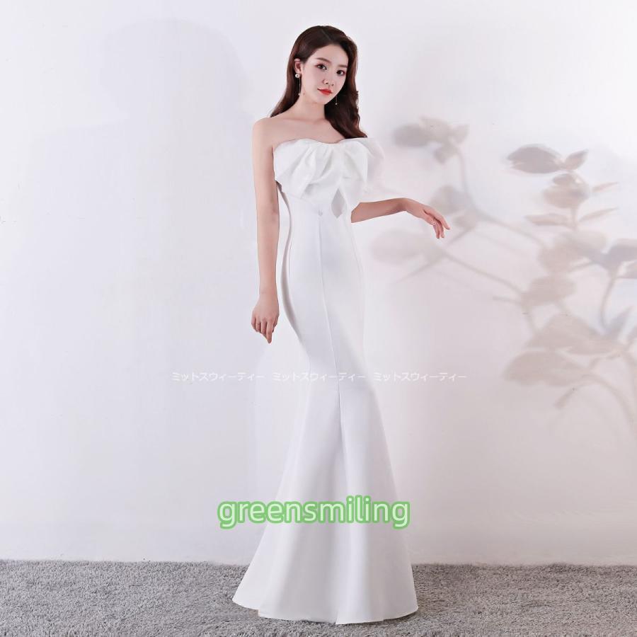 カラードレス 演奏会 発表会 ロングドレス マーメイドライン ビスチェ ホワイト ブラック パーティードレス イブニングドレス 二次会 花嫁 結婚式 キャバドレス - 画像 (7)