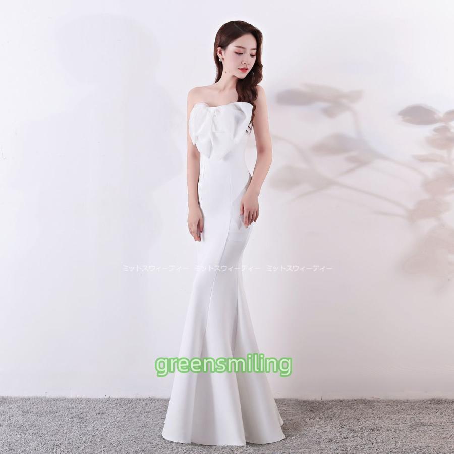 カラードレス 演奏会 発表会 ロングドレス マーメイドライン ビスチェ ホワイト ブラック パーティードレス イブニングドレス 二次会 花嫁 結婚式 キャバドレス - 画像 (8)