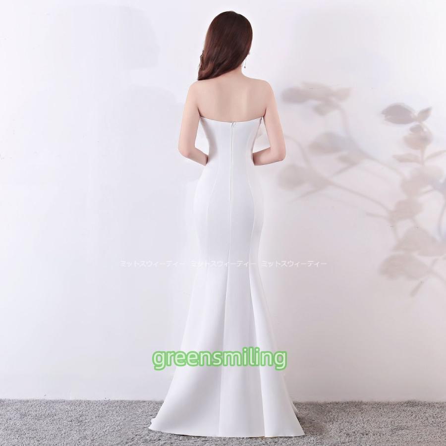 カラードレス 演奏会 発表会 ロングドレス マーメイドライン ビスチェ ホワイト ブラック パーティードレス イブニングドレス 二次会 花嫁 結婚式 キャバドレス - 画像 (9)