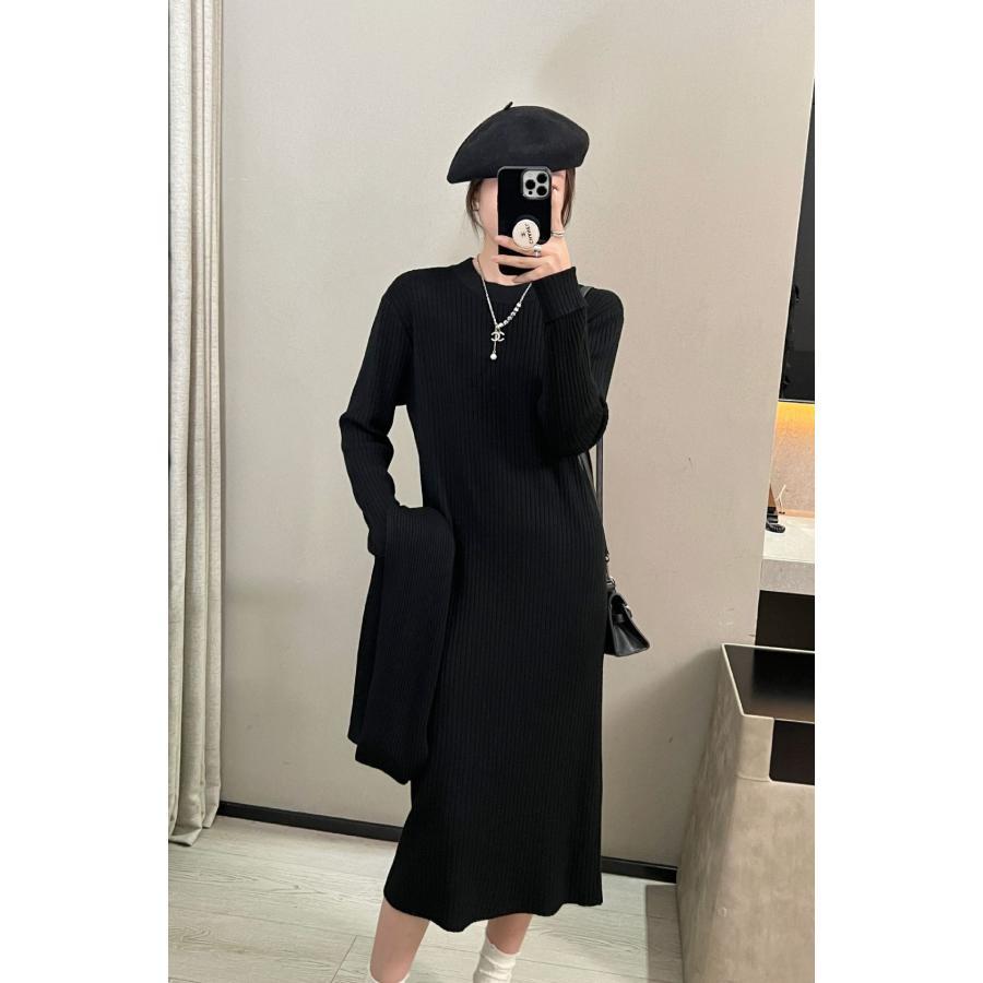 レディース ニットワンピース 大人 ロング丈 ニット ワンピース 秋 冬 長袖 体型カバー 小顔ニット ゆったり 可愛い かわいい おしゃれ 綺麗 - 画像 (7)