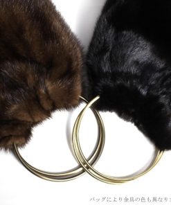 ファーバッグ レディース 日本製 ミンク ファー 巾着 リング持ち手 ハンドバッグ