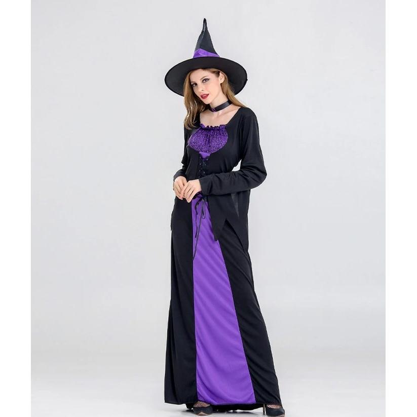 ハロウィン 衣装 魔女 レディース コスチューム 大人用 ワンピース 3点セット ドレス コスプレ 仮装子供 お姫様 ハロウィン衣装
