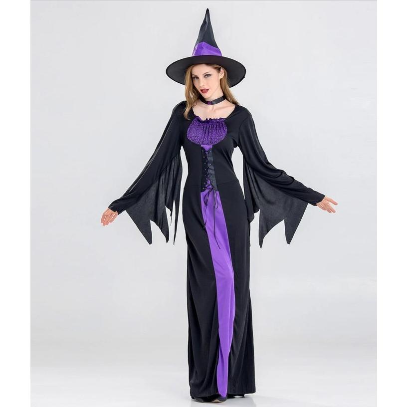 ハロウィン 衣装 魔女 レディース コスチューム 大人用 ワンピース 3点セット ドレス コスプレ 仮装子供 お姫様 ハロウィン衣装 - 画像 (3)