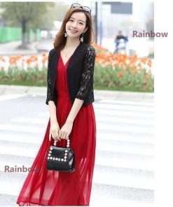 ボレロ 結婚式 パーティー ジャケット カーディガン 五分袖 長袖 大きいサイズ パーティードレス レース ドレス