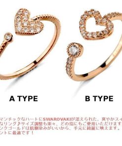指輪 リング K18 上品さと遊び心を両立させるデザインSWAROVSKIハートリング/K18RGP指輪