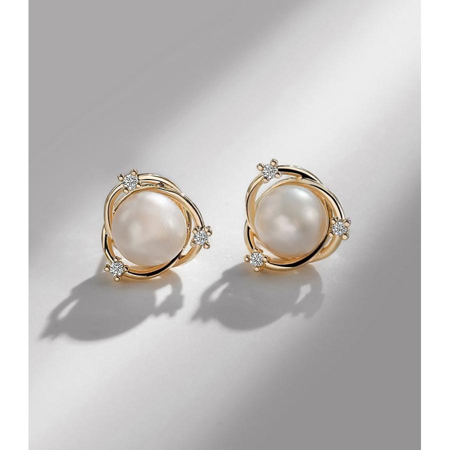 ピアス レディース シルバー925 スワロフスキー 淡水パール 可愛い 両耳 誕生日 記念日 クリスマス 母の日 テレワーク ランチ会 金属アレルギー対応 - 画像 (2)