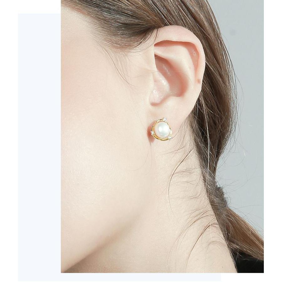 ピアス レディース シルバー925 スワロフスキー 淡水パール 可愛い 両耳 誕生日 記念日 クリスマス 母の日 テレワーク ランチ会 金属アレルギー対応 - 画像 (4)