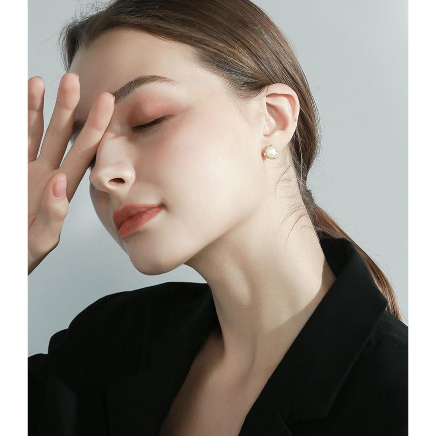 ピアス レディース シルバー925 スワロフスキー 淡水パール 可愛い 両耳 誕生日 記念日 クリスマス 母の日 テレワーク ランチ会 金属アレルギー対応 - 画像 (9)