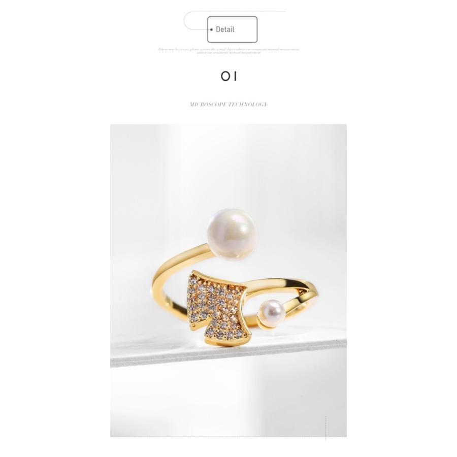 リング 指輪 レディース 本貝パール スワロフスキー 誕生日 記念日 クリスマス 上品 フリーサイズ 金属アレルギー対応 - 画像 (7)