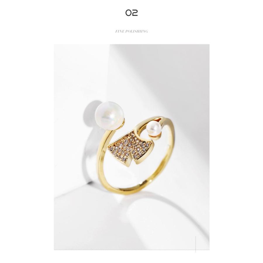 リング 指輪 レディース 本貝パール スワロフスキー 誕生日 記念日 クリスマス 上品 フリーサイズ 金属アレルギー対応 - 画像 (8)