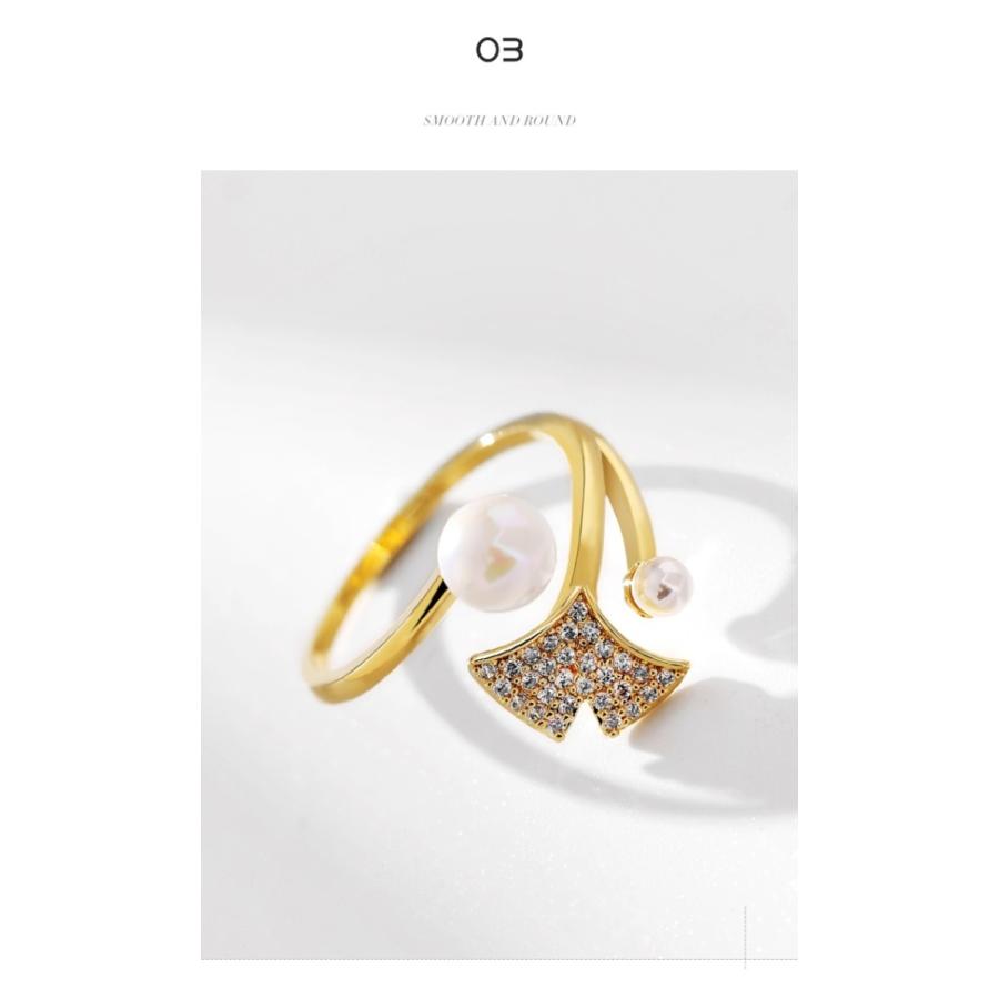 リング 指輪 レディース 本貝パール スワロフスキー 誕生日 記念日 クリスマス 上品 フリーサイズ 金属アレルギー対応 - 画像 (9)