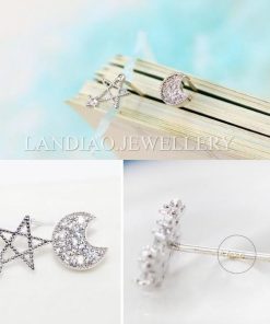 SWAROVSKI ピアス センスの良いコーディネートを演出/SWAROVSKI 星/月SILVER925 純銀製