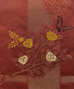 袋名古屋帯 美品 優品 草花 宝づくし 金糸 赤茶 化繊 中古