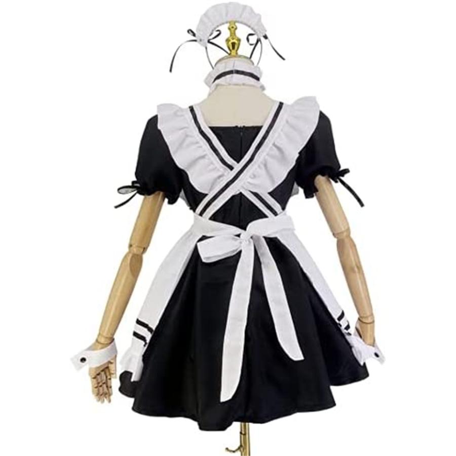 当日発送 メイド服 セクシー コスプレ ロリータ レディース メイド 服 ゴスロリ 萌え 衣装 フリル かわいい カチューシャ 付き 8点 セット - 画像 (9)
