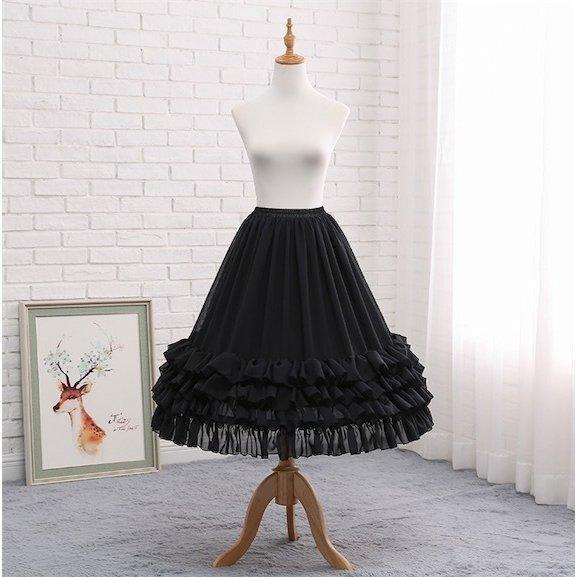 パニエ ロリータ 1本ワイヤー 普段使い ゴスロリ ソフトチュール Lolita コスチューム ボリューム ゴムウエスト 骨あり ふわふわ - 画像 (3)