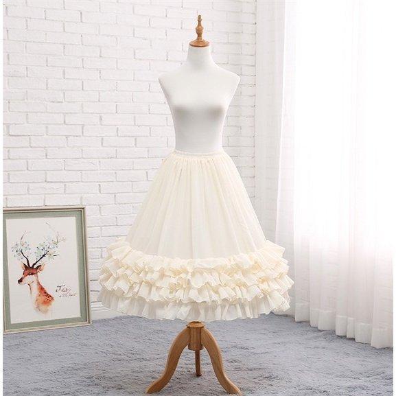 パニエ ロリータ 1本ワイヤー 普段使い ゴスロリ ソフトチュール Lolita コスチューム ボリューム ゴムウエスト 骨あり ふわふわ - 画像 (4)