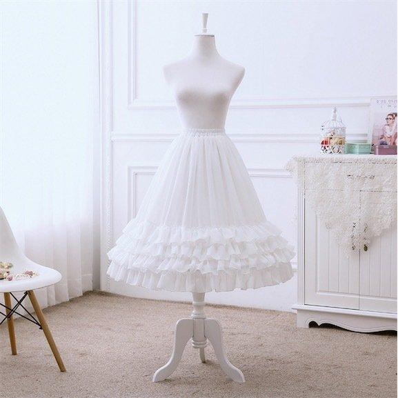 パニエ ロリータ 1本ワイヤー 普段使い ゴスロリ ソフトチュール Lolita コスチューム ボリューム ゴムウエスト 骨あり ふわふわ - 画像 (5)