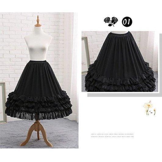 パニエ ロリータ 1本ワイヤー 普段使い ゴスロリ ソフトチュール Lolita コスチューム ボリューム ゴムウエスト 骨あり ふわふわ - 画像 (6)