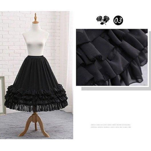 パニエ ロリータ 1本ワイヤー 普段使い ゴスロリ ソフトチュール Lolita コスチューム ボリューム ゴムウエスト 骨あり ふわふわ - 画像 (8)