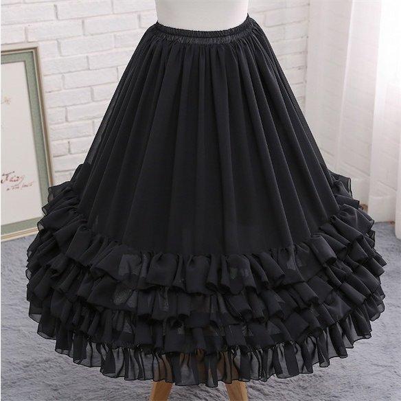 パニエ ロリータ 1本ワイヤー 普段使い ゴスロリ ソフトチュール Lolita コスチューム ボリューム ゴムウエスト 骨あり ふわふわ - 画像 (9)