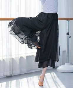 ダンス衣装 レディース ワイドパンツ ガウチョパンツ シフォン ダンスパンツ ロング丈 サイトスリット おしゃれ パンツ  ダンス ヨガ 普段着 大人 ステージ衣装