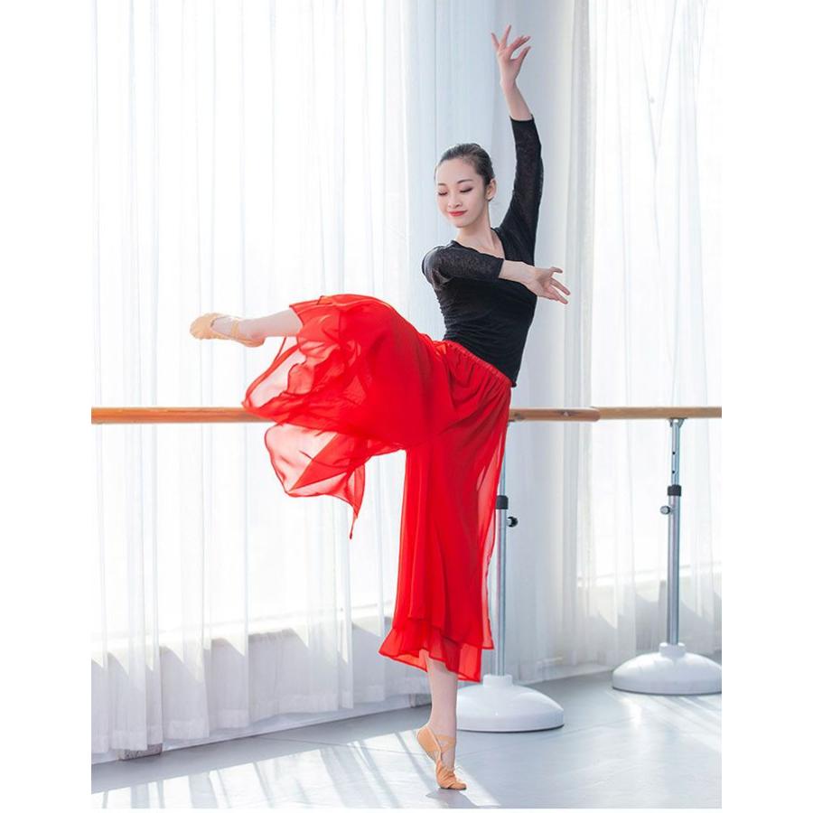 ダンス衣装 レディース ワイドパンツ ガウチョパンツ シフォン ダンスパンツ ロング丈 サイトスリット おしゃれ パンツ ダンス ヨガ 普段着 大人 ステージ衣装 - 画像 (8)