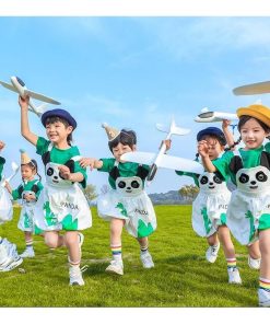 子供服 キッズ ユニセックス お揃いウエア パンダ サロペット ショートパンツ オーバーオール オールインワン つなぎ服 半袖Tシャツ 可愛い 竹 筍 夏着