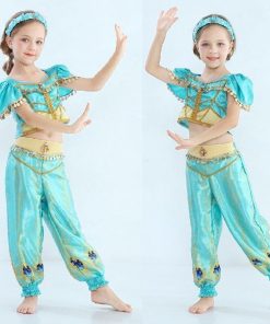 ジャスミン アラジン ドレス キッズ 子供 用 ハロウィン 衣装 コスチューム コスプレ 仮装 女の子 プリンセス 子ども 金 ティアラ 100 110 120 130 140cm