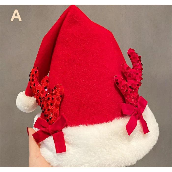 2023年 新品ト クリスマス 帽子 サンタ 毛糸 子供 大人 サンタ帽子 コスプレ 変装 新年 プレゼント パーティー イベント 友達 家族 - 画像 (7)