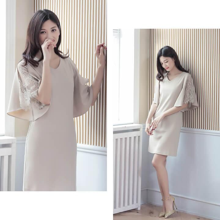 You Color ドレス 結婚式 パーティードレス ワンピース フォーマル 同窓会 謝恩会 成人式 二次会 袖あり 忘年会 お呼ばれ レース 膝丈 半袖 タイト ミニ 20代 30代 du008 - 画像 (6)