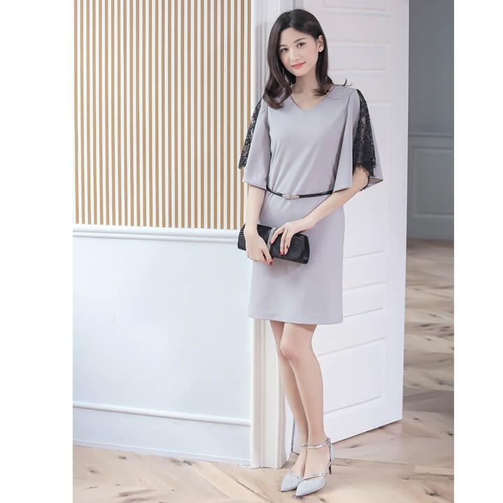 You Color ドレス 結婚式 パーティードレス ワンピース フォーマル 同窓会 謝恩会 成人式 二次会 袖あり 忘年会 お呼ばれ レース 膝丈 半袖 タイト ミニ 20代 30代 du008 - 画像 (8)