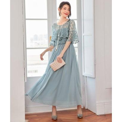 DRESS+ ドレスプラス パーティードレス ワンピース 体型カバー 結婚式 (ブルーグレー) - 画像 (2)