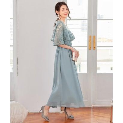 DRESS+ ドレスプラス パーティードレス ワンピース 体型カバー 結婚式 (ブルーグレー) - 画像 (3)