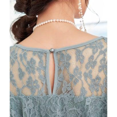 DRESS+ ドレスプラス パーティードレス ワンピース 体型カバー 結婚式 (ブルーグレー) - 画像 (5)