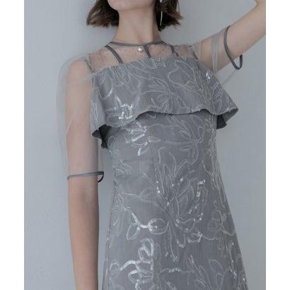 レジャ Leja ドットチュールフラワースパンコールIラインドレスワンピース美脚効果結婚式 パーティードレス 成人式 二次会 同窓会 お呼ばれ オケー - 画像 (4)