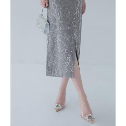 レジャ Leja ドットチュールフラワースパンコールIラインドレスワンピース美脚効果結婚式 パーティードレス 成人式 二次会 同窓会 お呼ばれ オケー - 画像 (6)