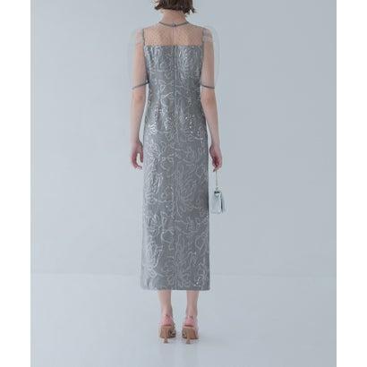 レジャ Leja ドットチュールフラワースパンコールIラインドレスワンピース美脚効果結婚式 パーティードレス 成人式 二次会 同窓会 お呼ばれ オケー - 画像 (7)