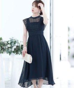 PourVous プールヴー ノースリーブ&ロングワンピースドレスクロシェレース大きいサイズ結婚式フォーマル ワンピース パーティードレス 20代 3