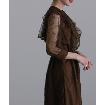 PourVous プールヴー ミモレ丈&袖ありフォーマルカフススリーブセレモニー結婚式パーティードレス ワンピース 20代 30代 40代 (ブラウン - 画像 (2)