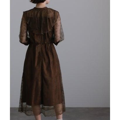 PourVous プールヴー ミモレ丈&袖ありフォーマルカフススリーブセレモニー結婚式パーティードレス ワンピース 20代 30代 40代 (ブラウン - 画像 (3)