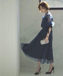 RUIRUE BOUTIQUE ルイルエブティック フェアリーブラウス＆スカートセットアップ （ネイビー）