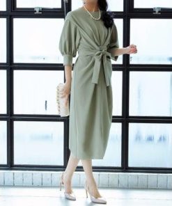 RUIRUE BOUTIQUE ルイルエブティック 【オケージョン対応】2WayバルーンスリーブIラインワンピース洗える結婚式 お呼ばれ パーティー