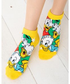 Disney ヒューイ・デューイ・ルーイ わーい 柄 ソックス スニーカー丈 23-25cm レディース 靴下 ディズニー