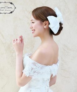 ヘッドドレス 髪飾り りぼん サテン 大ぶり 大きめ 華やか 花嫁 結婚式 ウェディング ウエディング ブライダル スウィート リボン