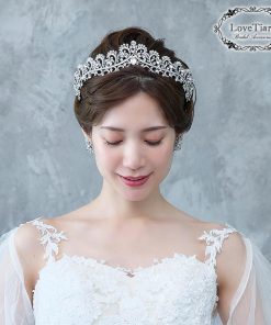 クラウンティアラ 花冠 ウェディング ウエディング ブライダル 結婚式 花嫁 王冠 アラベスク クラウン ティアラ ＆イヤリング / ピアス セット