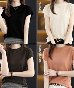 サマーニット レディース 半袖ニットソー【ゆうパケット可】