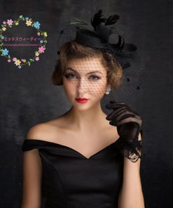 ウェディングハット 結婚式 安い 黒 ブライダル ヘアアクセサリー 2次会 ヘッドドレス 花嫁 パーティーハット 髪飾り 帽子 ウエディングハット 貴族風 披露宴