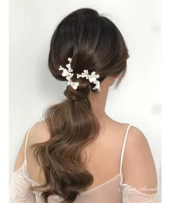 ウェディングヘッドドレス フラワー 小花ヘアピン 結婚式 髪飾り 前撮り 二次会 発表会 演奏会 ブライダル パーティー 花嫁 披露宴 ホワイト ゴールド シルバー