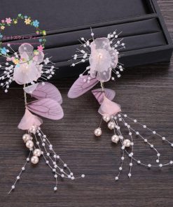ウエディング ヘッドドレス ヘッドアクセサリー ヘアアクセサリー ブライダル パール 結婚式 髪飾り 花嫁 フラワー 花 パープル コーラス アクセサリー